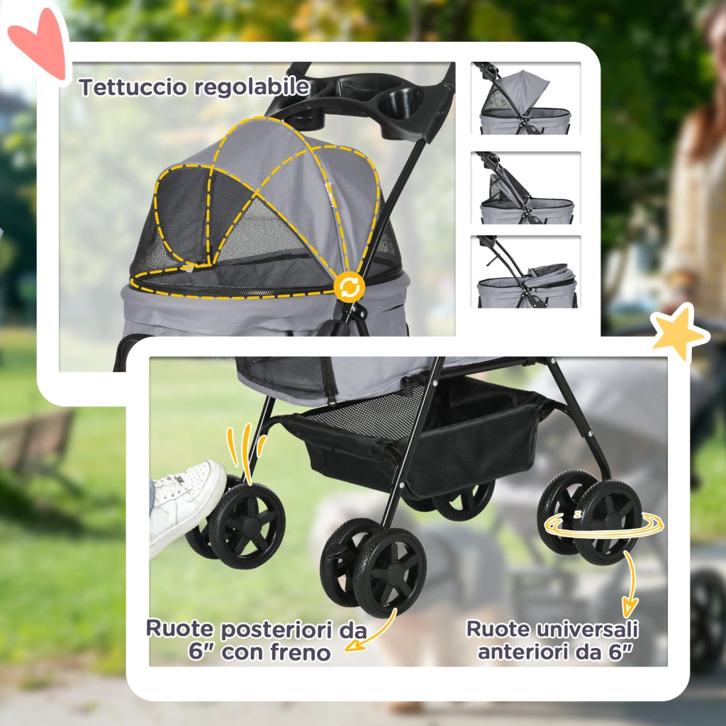 Carrello per Cani Pieghevole ¨C Minimal ¨C Grigio