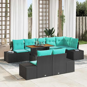 Set Divano da Giardino 9 pz Nero Poly Rattan 3358720