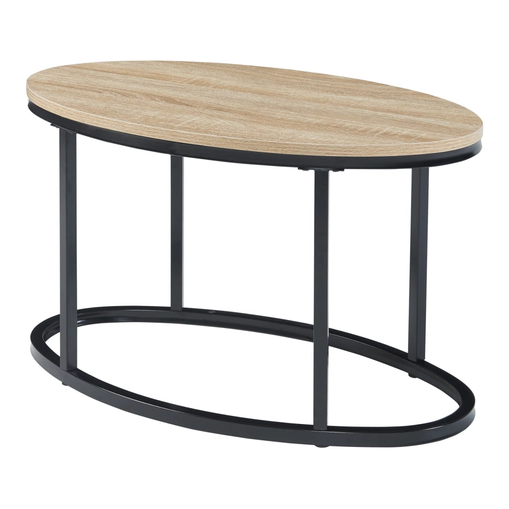 Set di 2 tavolini da caffè impilabili di diverse dimensioni effetto rovere nero 03_0009702