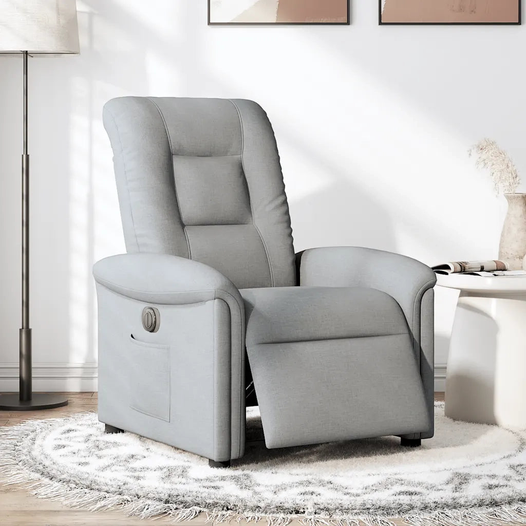 Poltrona | Sedia Relax Elettrica Reclinabile Grigio Chiaro in Tessuto