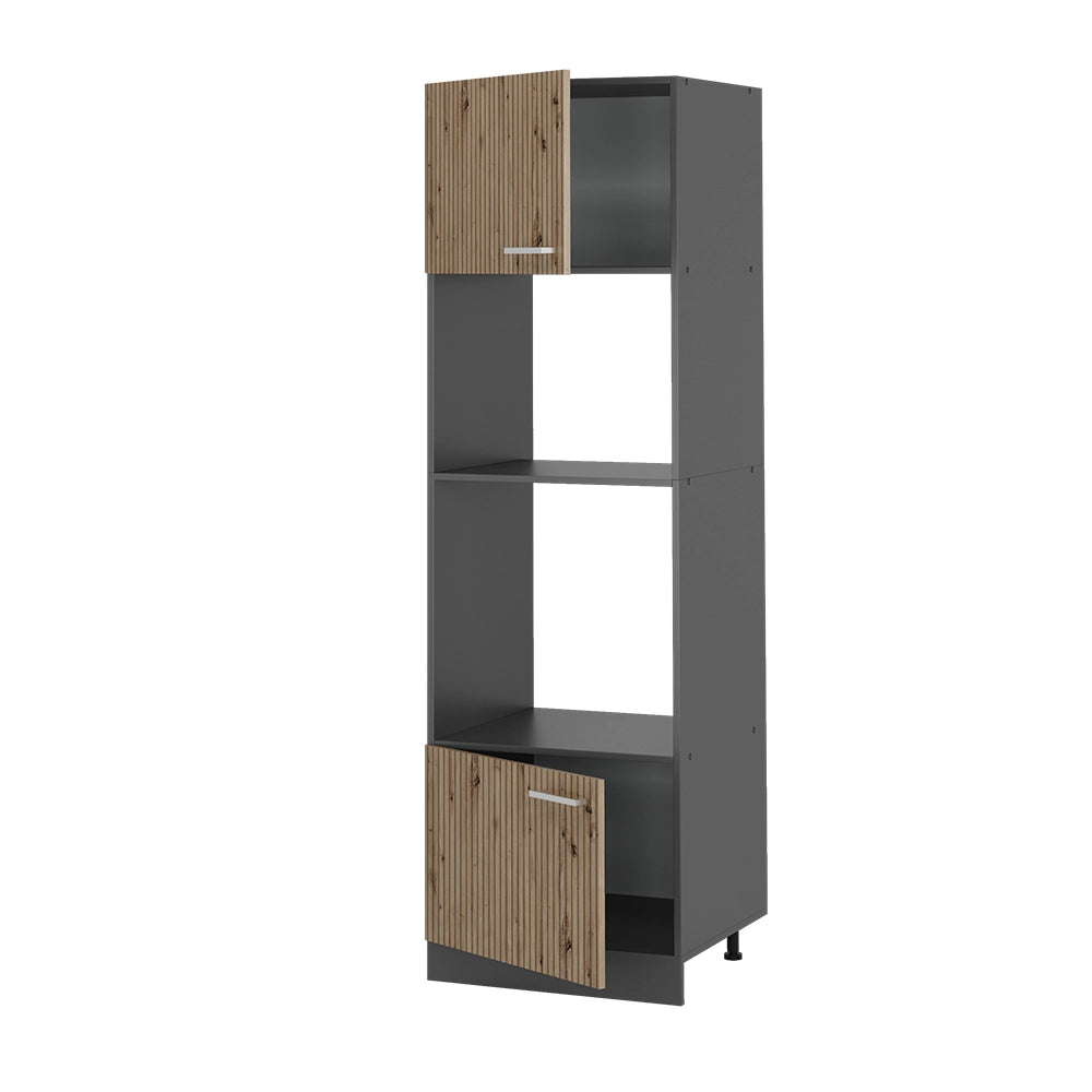 Mobile cucina microonde R-Line Rovere artigianale/Antracite 60 cm Vicco