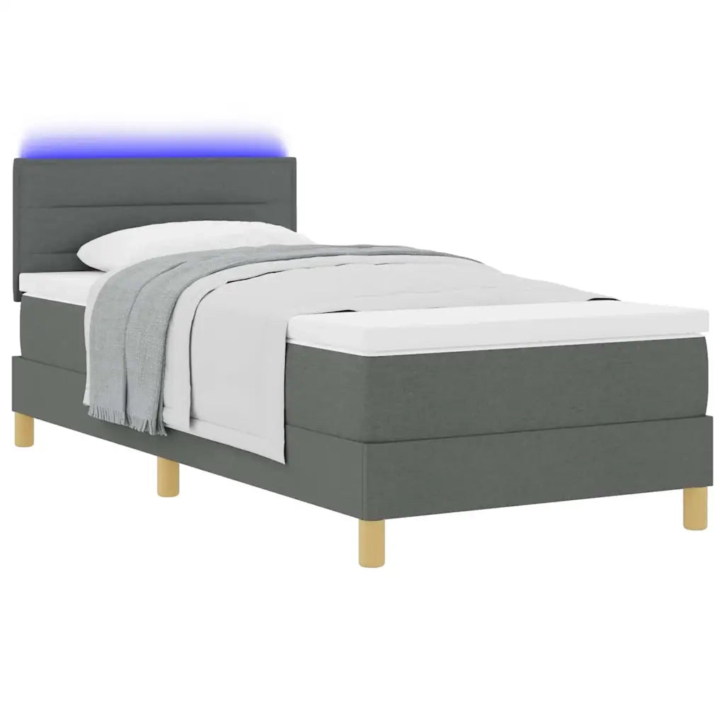 Letto a Sorgente LED Grigio scuro 80 x 200 cm Tessuto 3342318