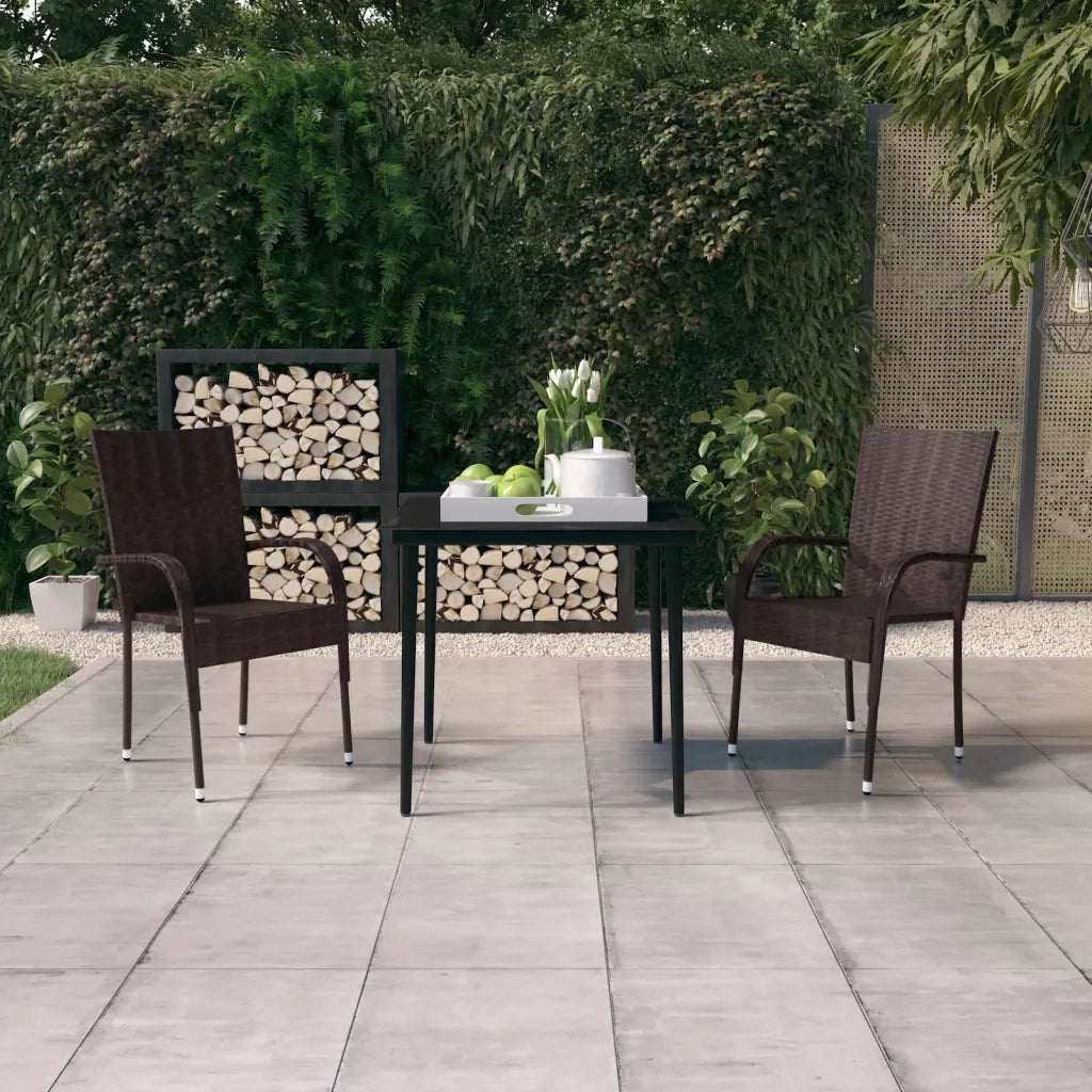 Set da Pranzo da Giardino 3 pz | Set Salotto da Giardino Marrone e Nero