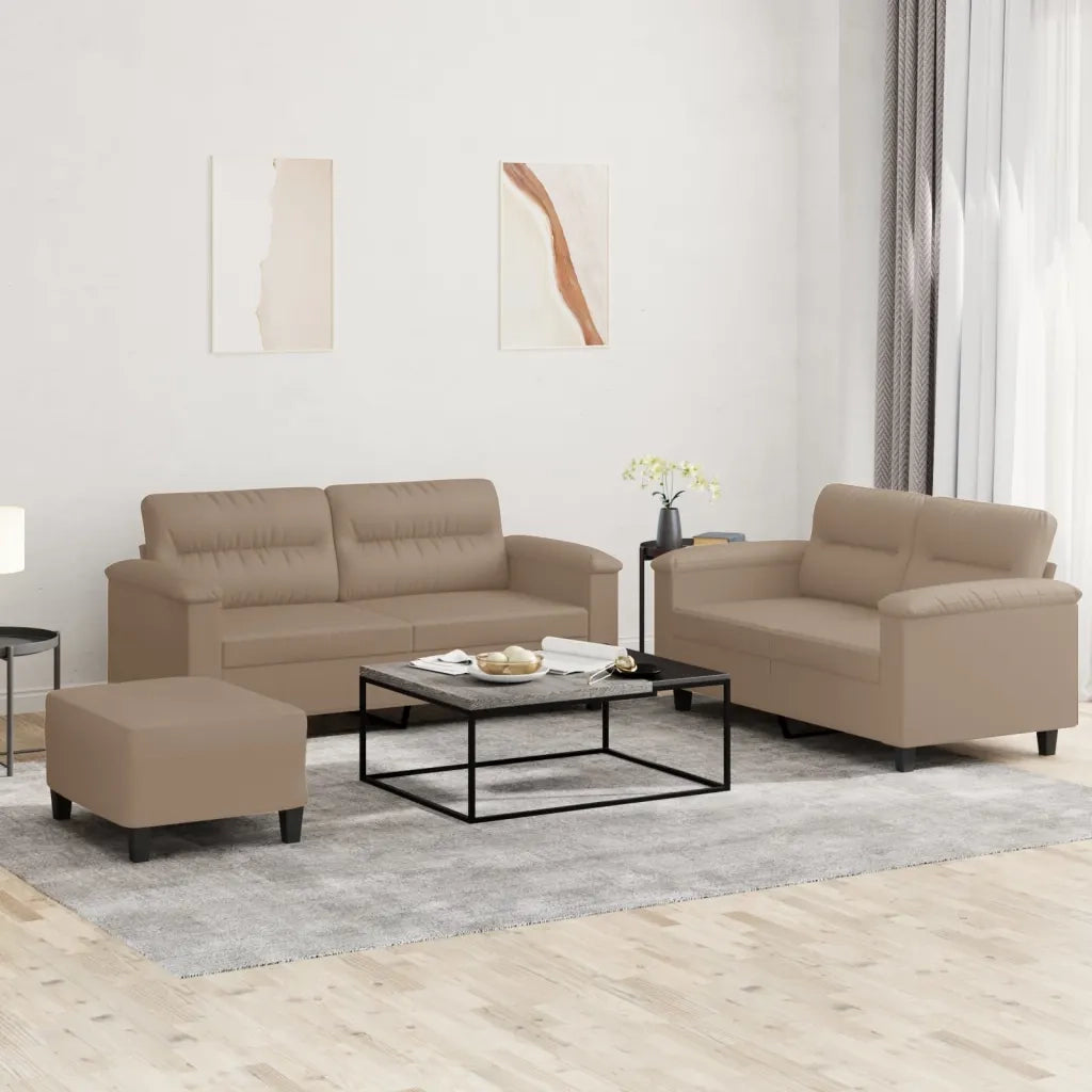 Set di Divani 3 pz con Cuscini cappuccino in Similpelle 3202371