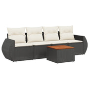 Set Divani da Giardino 5 pz | Set Salotto da Giardino con Cuscini in Polyrattan Nero