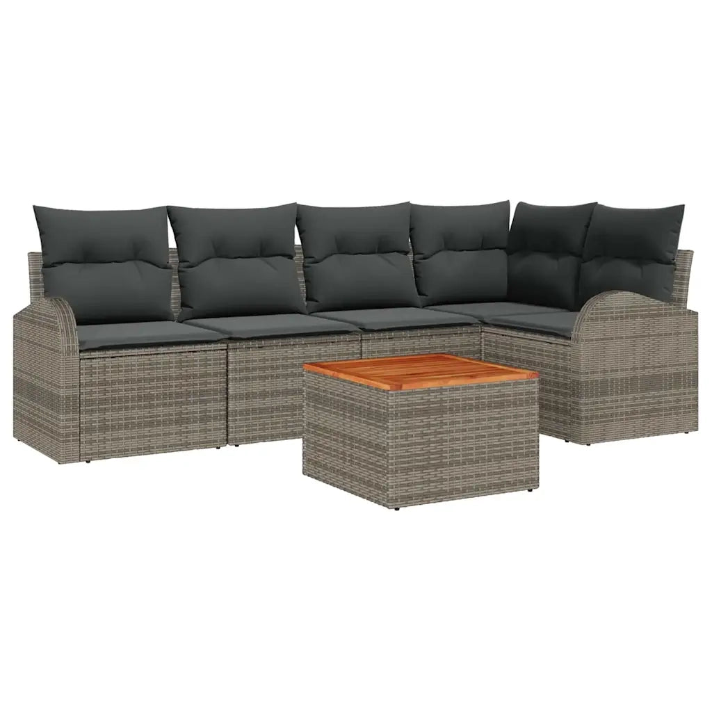 Set Divano da Giardino 6 pcs Grigio polyrattan 3356249