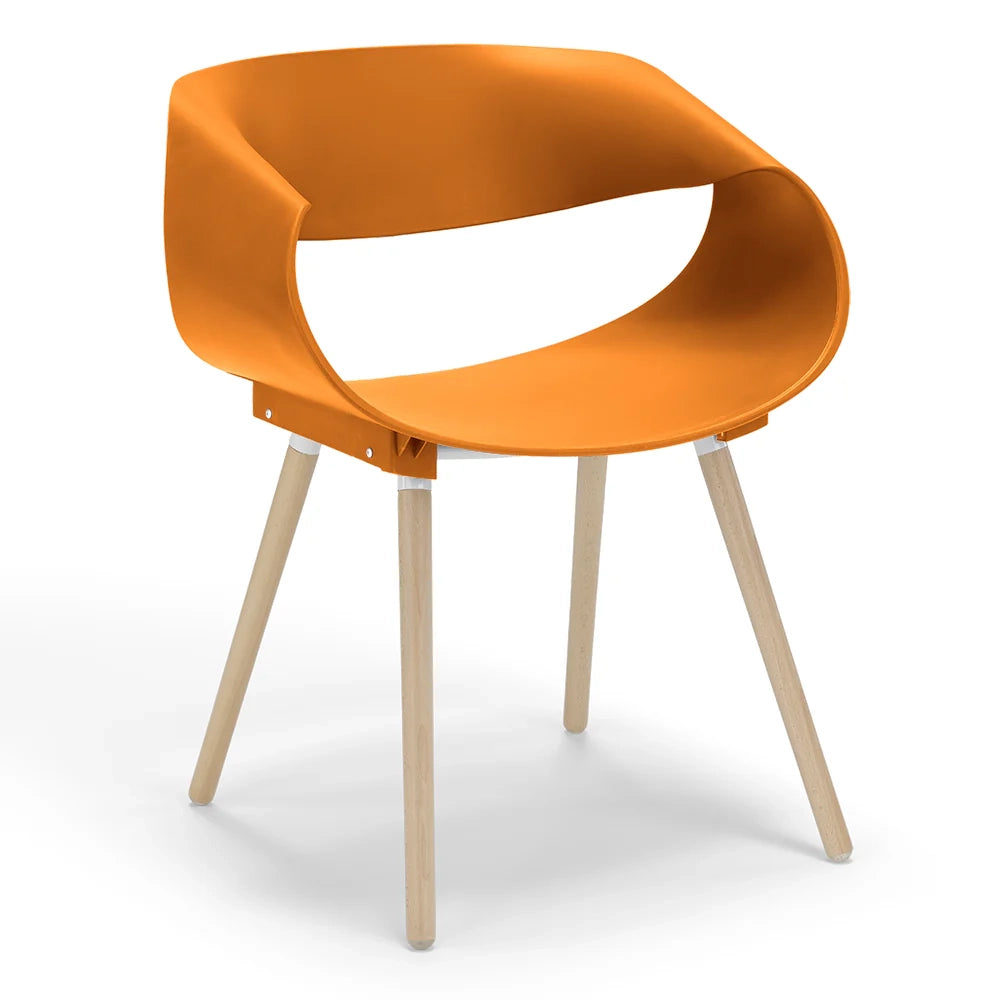Set 4 sedie in polipropilene DILETTA con gambe in faggio, resistente ai raggi UV, design moderno, ideale per sala da pranzo, cucina, sala d’attesa, bar, ristoranti, colore Petrolio