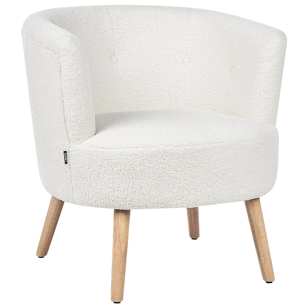 Poltrona Bianco Imbottito Boucle Vasca Sedia Stile Retrò