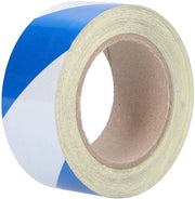 Tappetino di segnalazione per pavimento riflettente - Tappetino di avvertimento - Adesivo autoadesivo - PET - Blu/Bianco - 5 cm largo, 30 m lungo