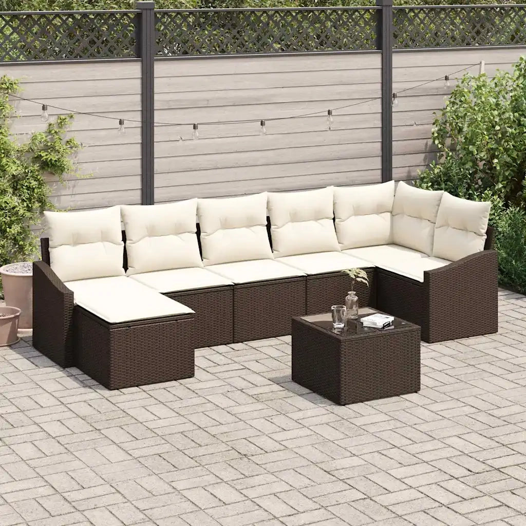 Set di divani con cuscino 8 pcs Marrone polyrattan 3346818