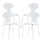 Set di 4 sedie da pranzo dal design moderno e robusto bianche 03_0009833