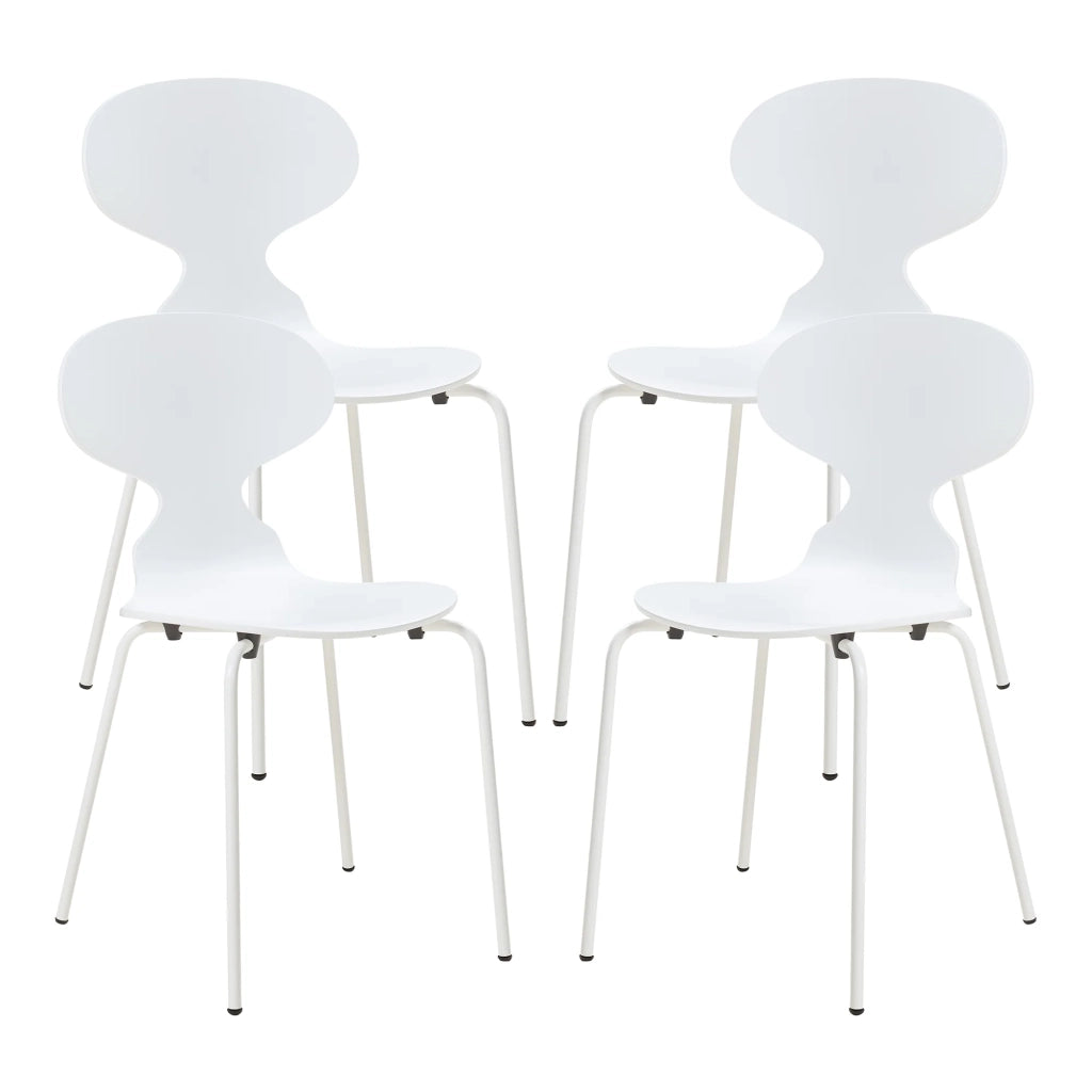 Set di 4 sedie da pranzo dal design moderno e robusto bianche 03_0009833
