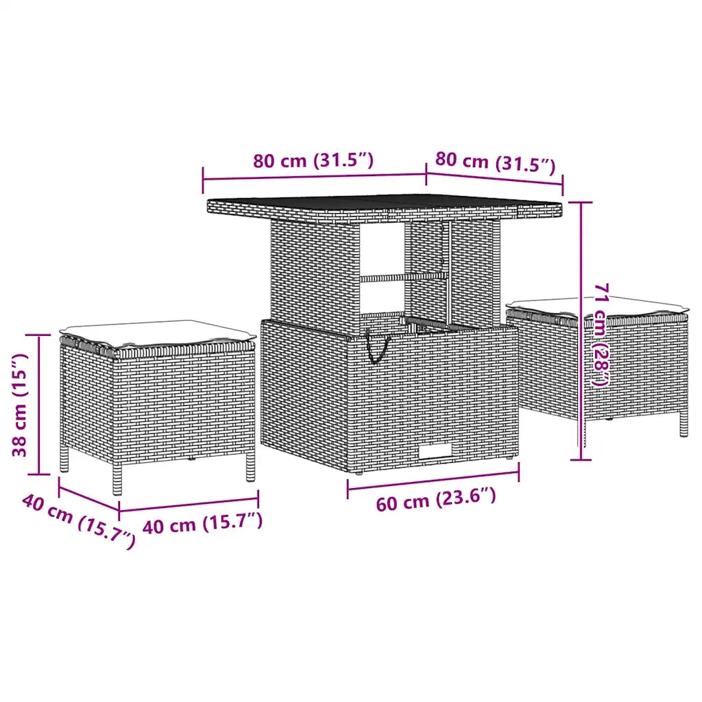Set Divano da Giardino con cuscino 8 pcs Nero polyrattan 3362075