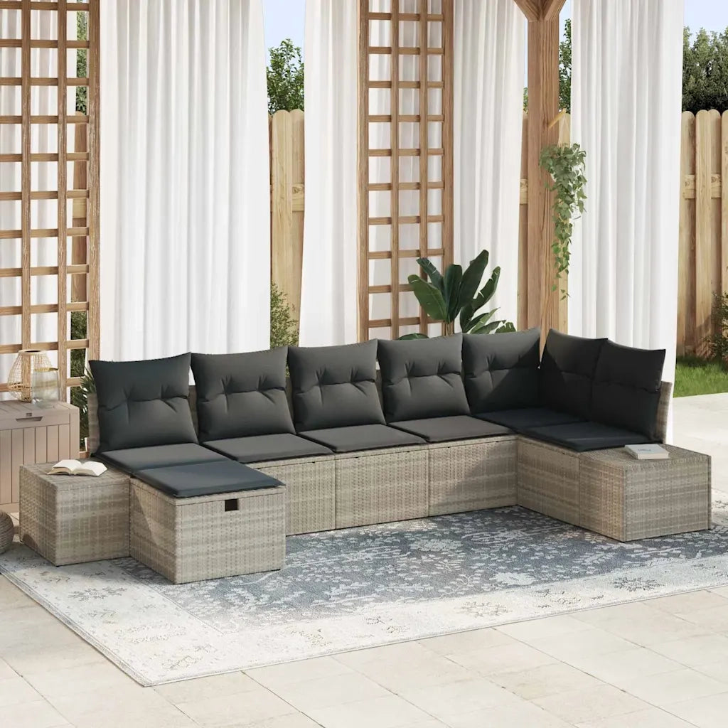 Set Divano da Giardino 7 pcs Grigio chiaro polyrattan 3359401
