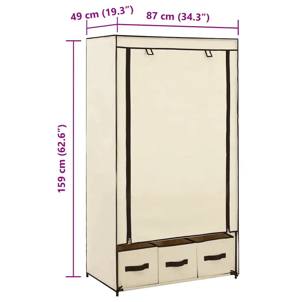 Armadio Crema 87x49x159 cm in Tessuto 282459
