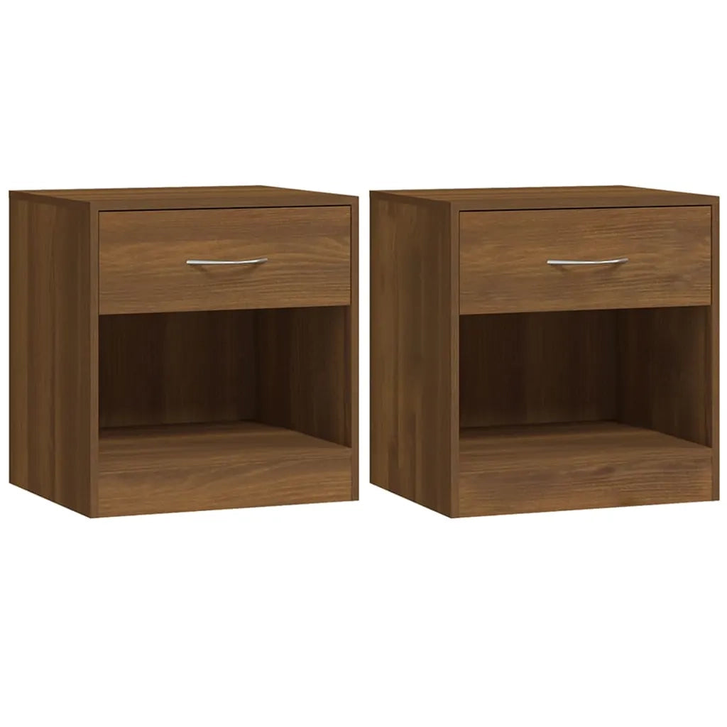 Comodini 2 pz con Cassetto Rovere Marrone 342588