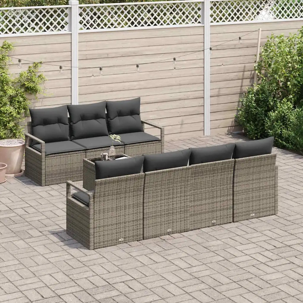 Set Divano da Giardino con cuscino 8 pcs Grigio polyrattan 3354958