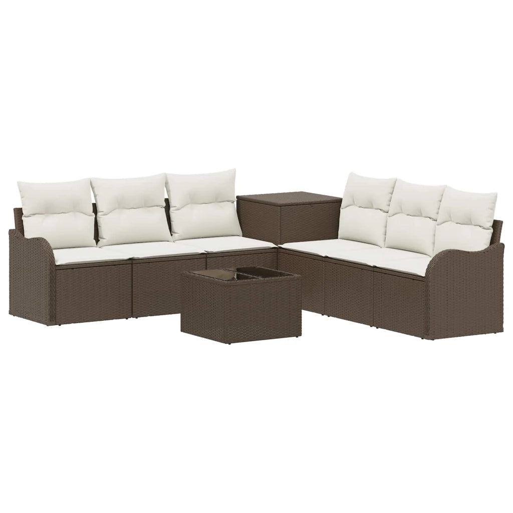 Set di divani 8 pz Marrone e Bianco Crema 3448056