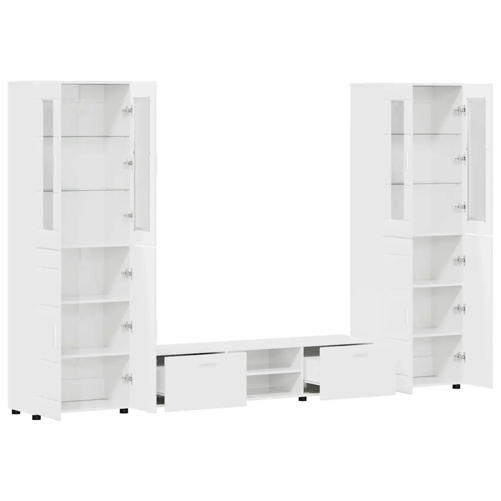 Set mobile TV con porta FLORIN Bianco Lucido Legno multistrato