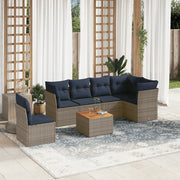Set Divani da Giardino 7 pz con Cuscini Grigio in Polyrattan 3255998