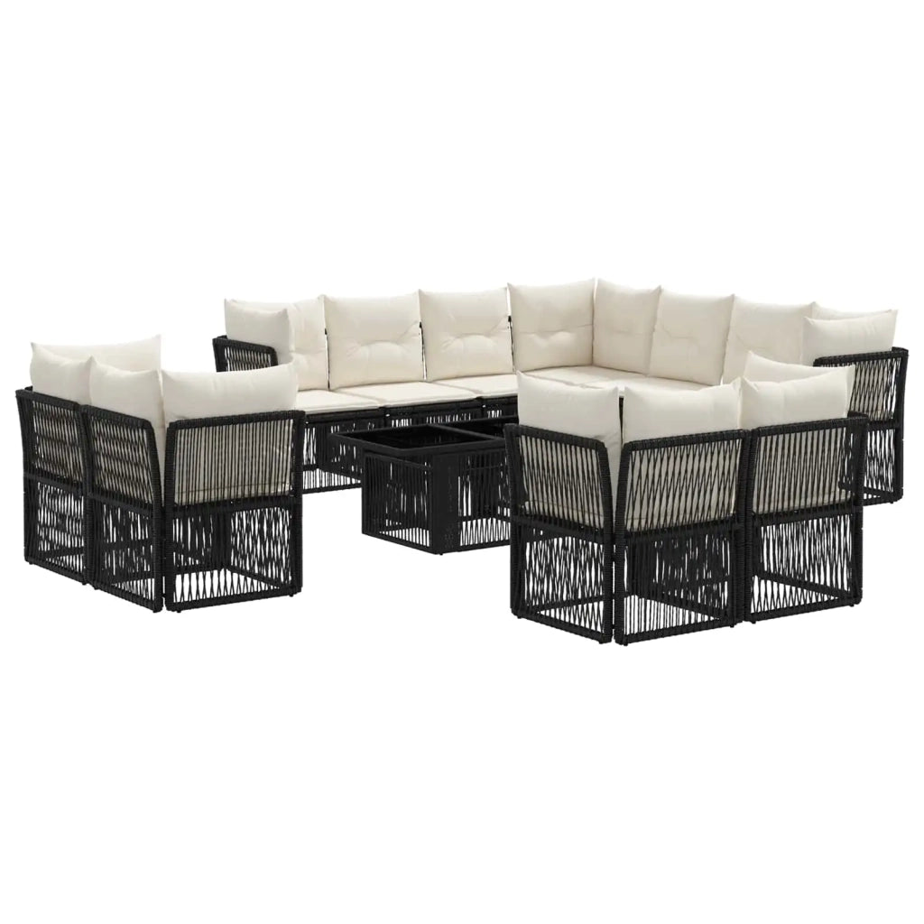 Set Divano da Giardino 12 pz Nero polyrattan 3436564