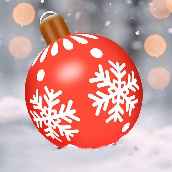 Decorazione di Natale gonfiabile per esterno, 66 cm grande, decorazione di Natale per casa e giardino con enormi palloni gonfiabili di Natale (rosso)
