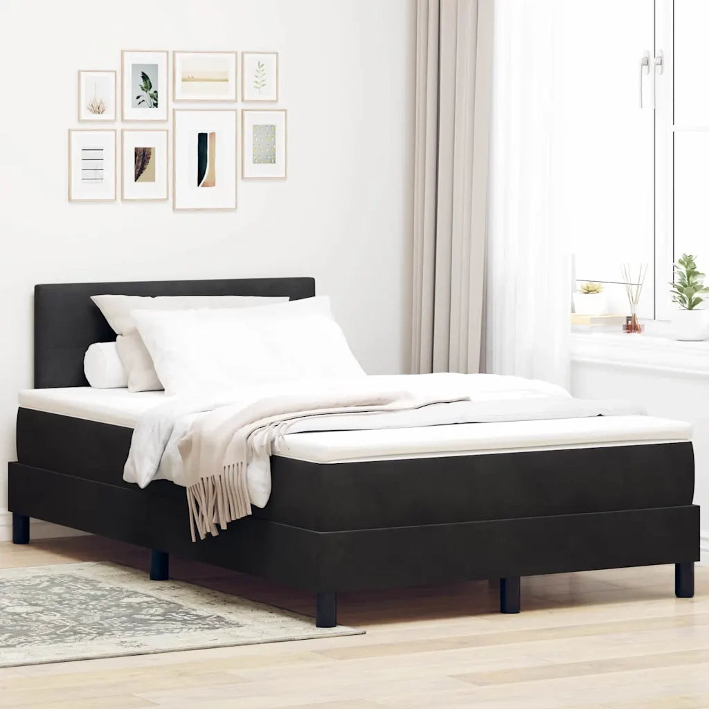 Letto a Sorgente LED con materasso Nero 120 x 190 cm Velluto 3342574