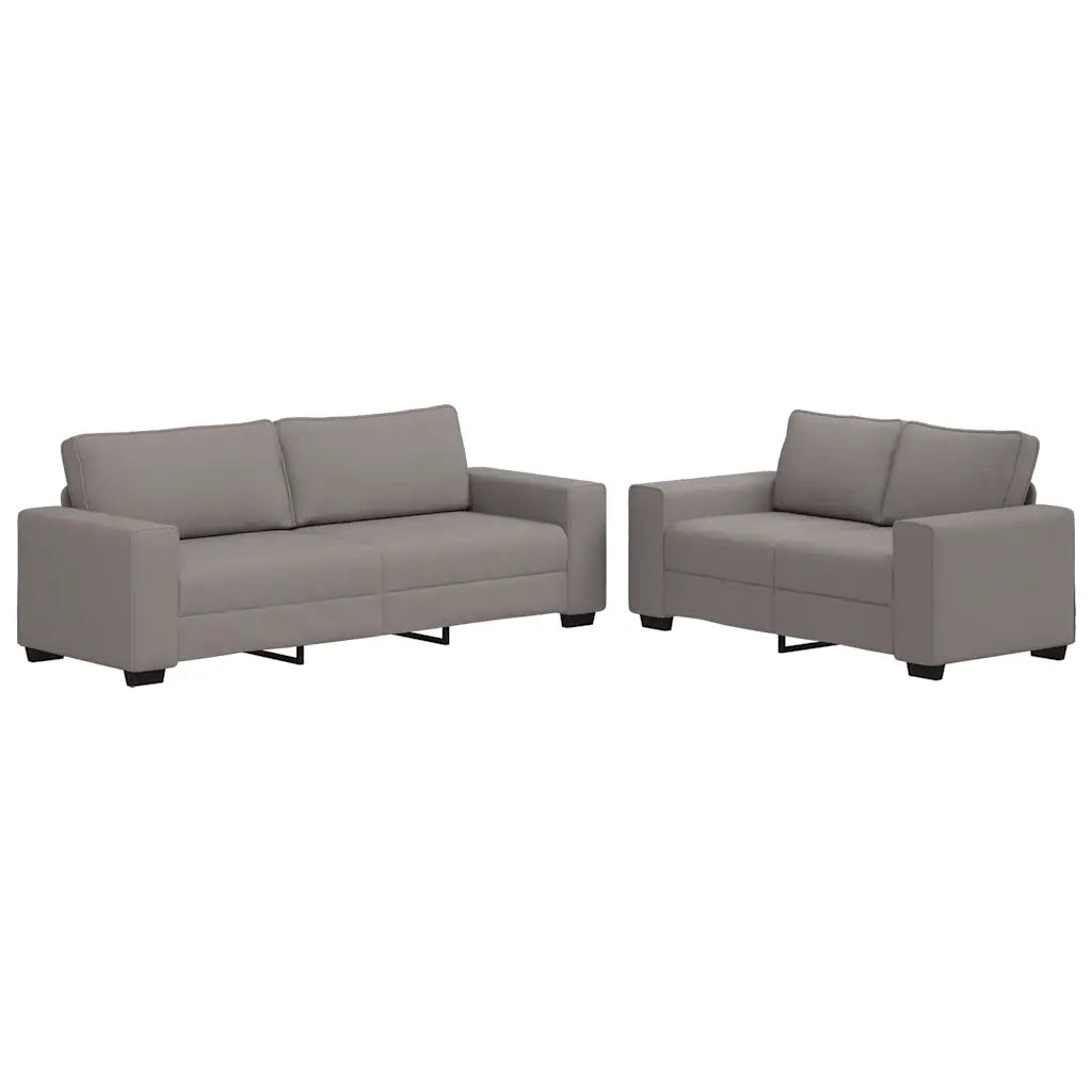Set di Divani 2 pz con Cuscini Tortora in Tessuto 3324737