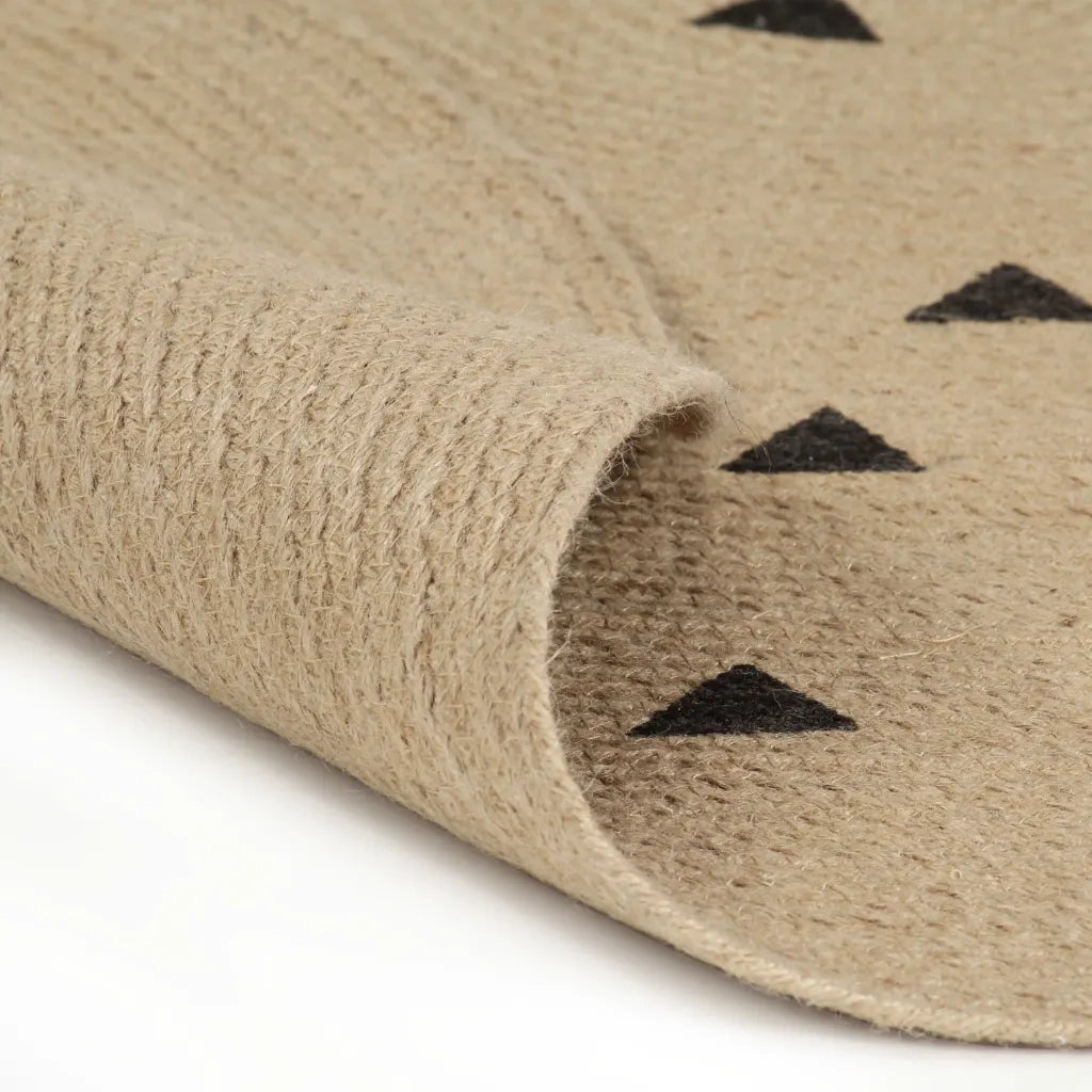 Tappeto del soggiorno | Tappeto Lavorato a Mano in Juta con Stampa a Triangoli 90 cm