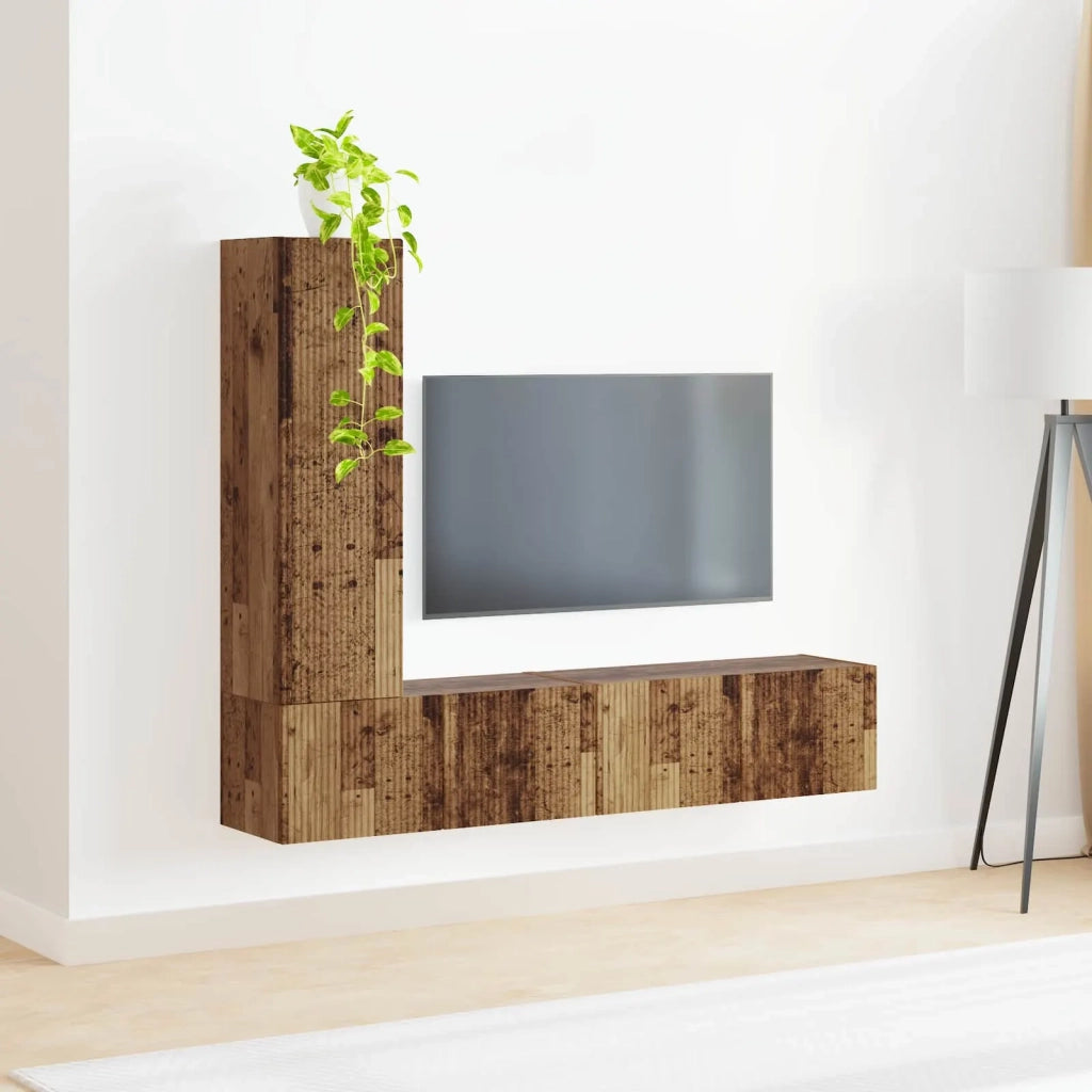 Set mobile TV 3 pcs Legno vecchio Legno multistrato 3408995
