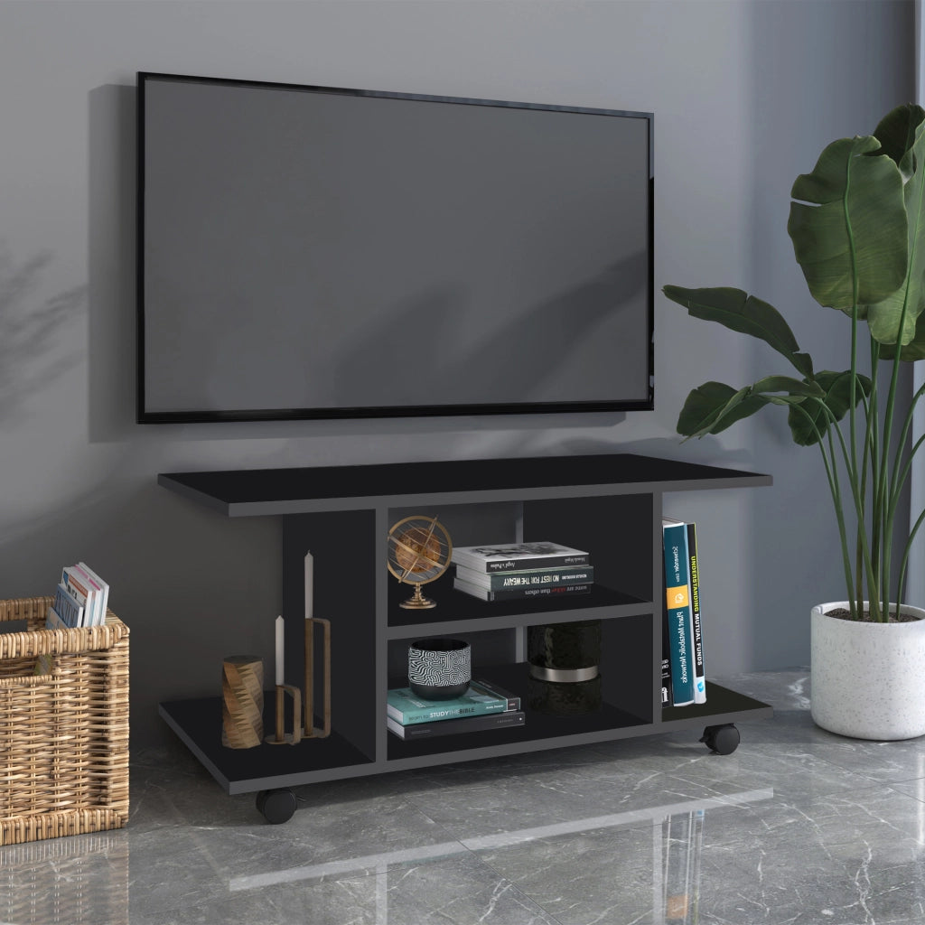 Mobile TV con Ruote e Ripiani ¨C Xylo ¨C Nero 80x40x40 cm