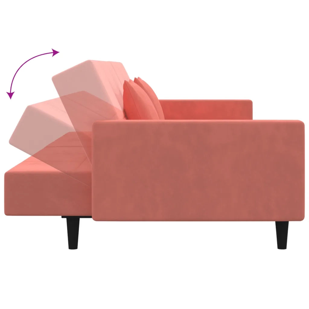 Divano letto | Sof¨¤ letto | Letto singolo a 2 Posti con 2 Cuscini Rosa in Velluto