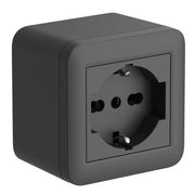 CASSETTA FIXA DA PARETE P/INT. 1 BIP/SCHUKO NERA