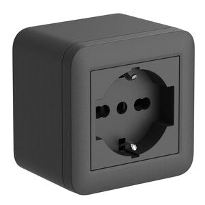 CASSETTA FIXA DA PARETE P/INT. 1 BIP/SCHUKO NERA