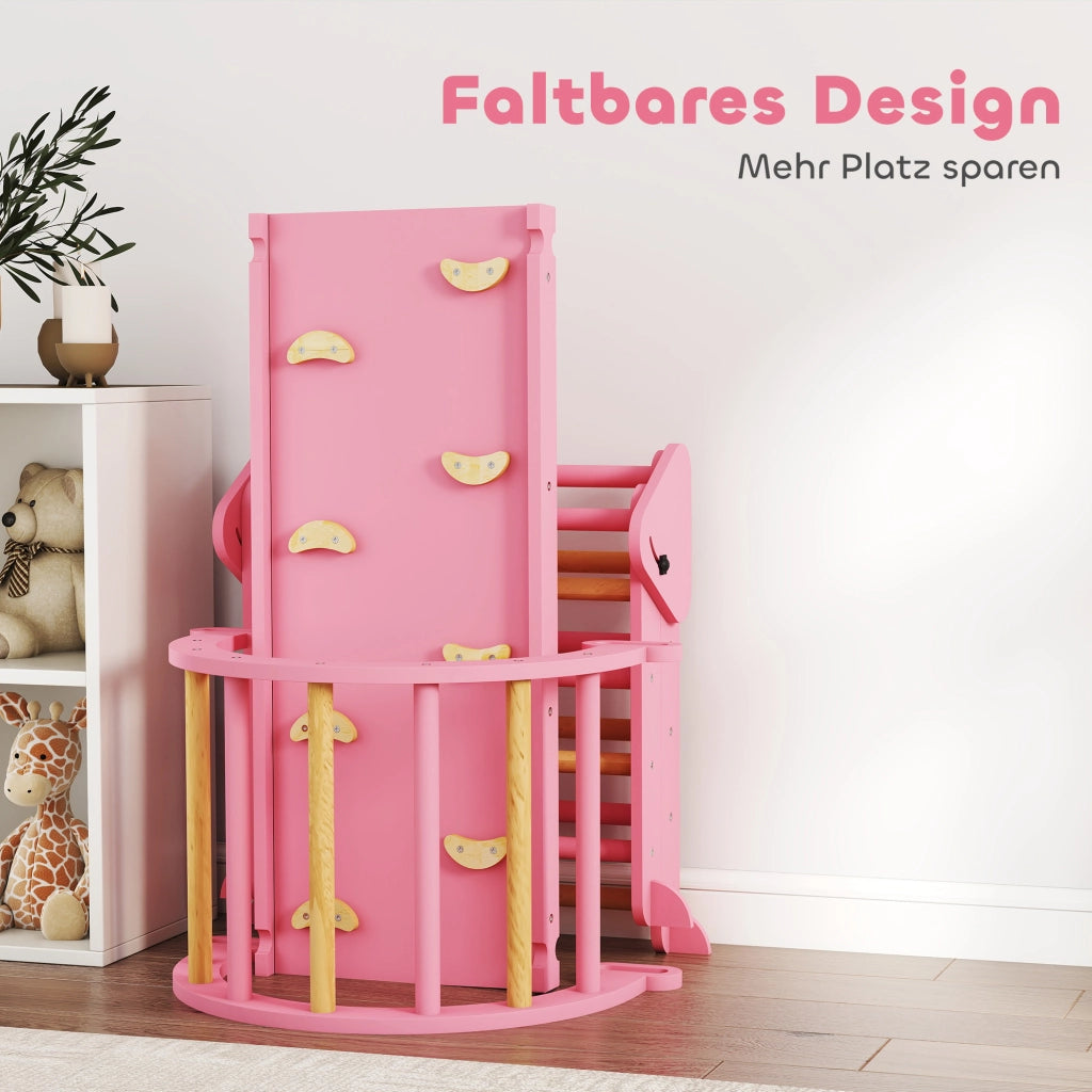 Casetta da gioco con scivolo e arrampicata 7 in 1 pieghevole ¨C Minimal ¨C Legno naturale