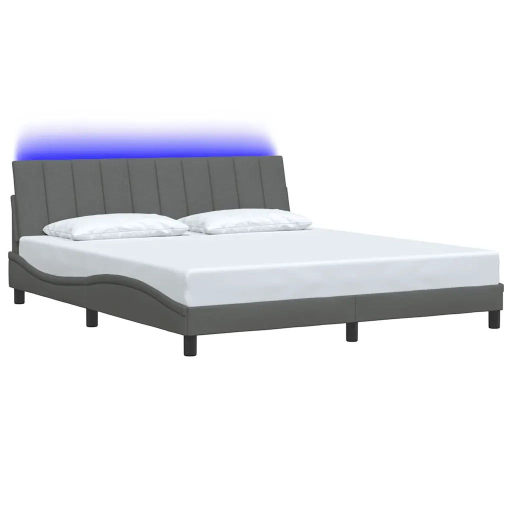 Letto matrimoniale | Letto per adulti | Giroletto senza Materasso Hanko Grigio Scuro 180x200 cm Tessuto