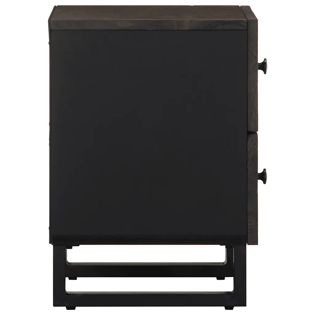 Comodini 2pz Neri 40x33x46 cm in Legno Massello di Mango 4017683
