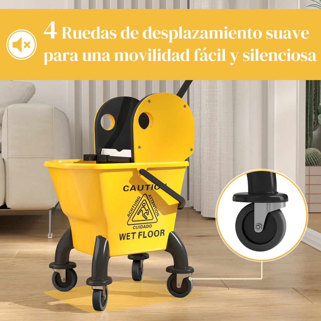 Secchio per Mop con Ruote e Strizzatore Staccabile 26 Litri ¨C Minimal ¨C Giallo