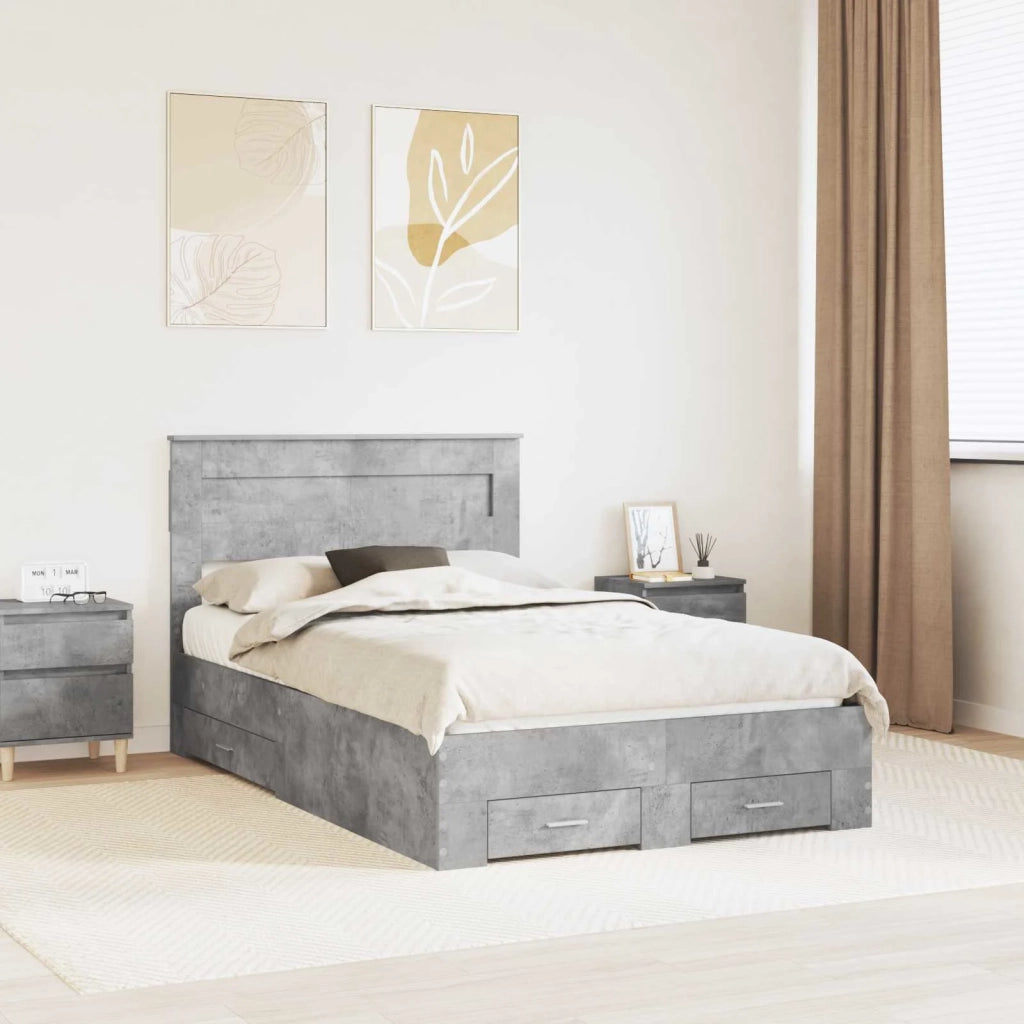 Struttura del letto con testiera Grigio cemento 120 x 190 cm 3410006