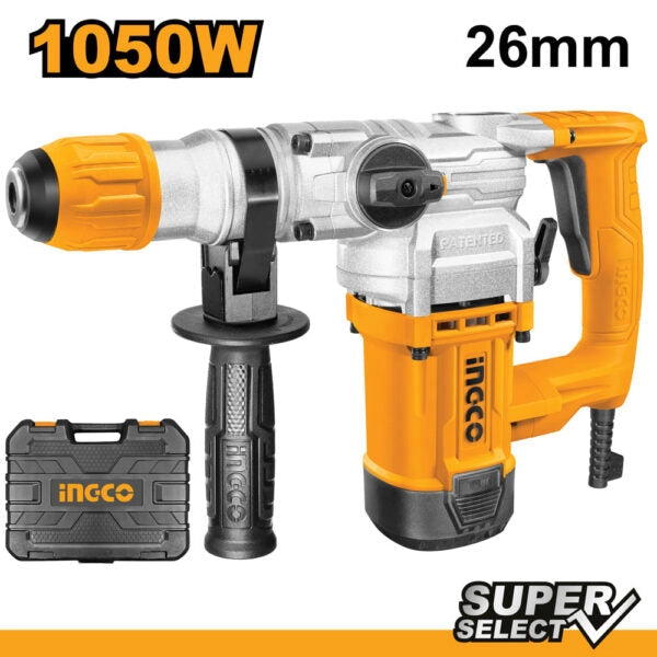 Trapano tassellatore-demolitore 1050W Ingco con Valigetta e Accessori