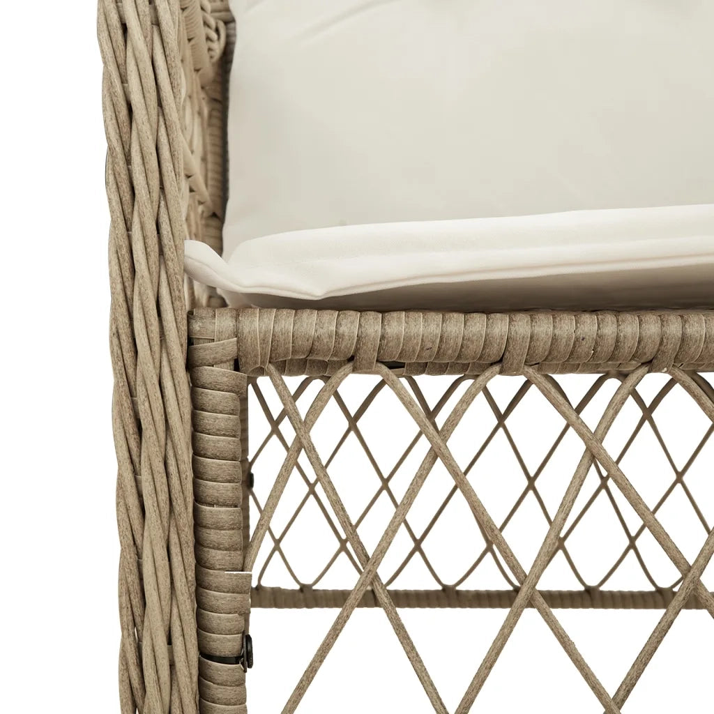 Set da Pranzo da Giardino 5 pz con Cuscini Beige in Polyrattan