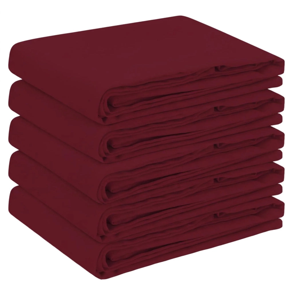 Tovaglia da Tavolo 5 pz Rotondo Rosso Vino Ø 180 cm Poliestere 42040267