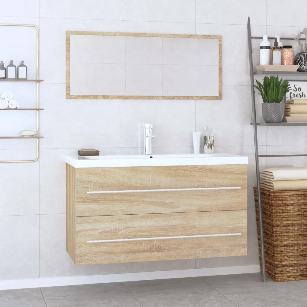 Set Mobili da Bagno 3 pz Rovere Sonoma 3152850