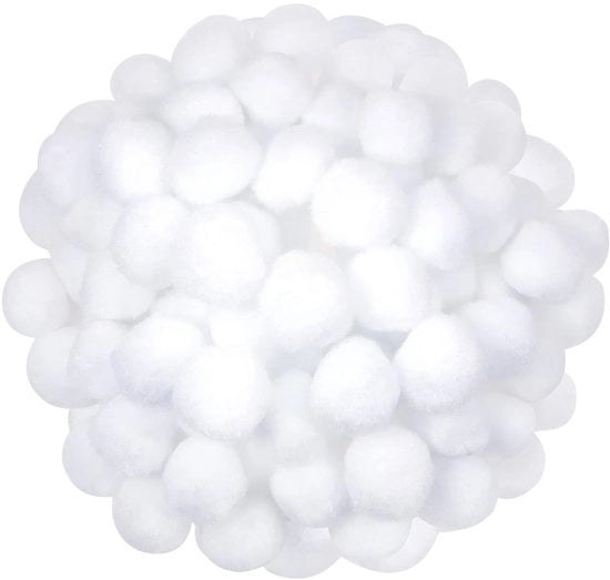 Pomponi da decorazione 300 pezzi - 4 cm di diametro - Bianchi - Decorazione per compleanni - Pomponi da decorare - Decorazione - Materiale artigianale - Pomponi da fare a mano