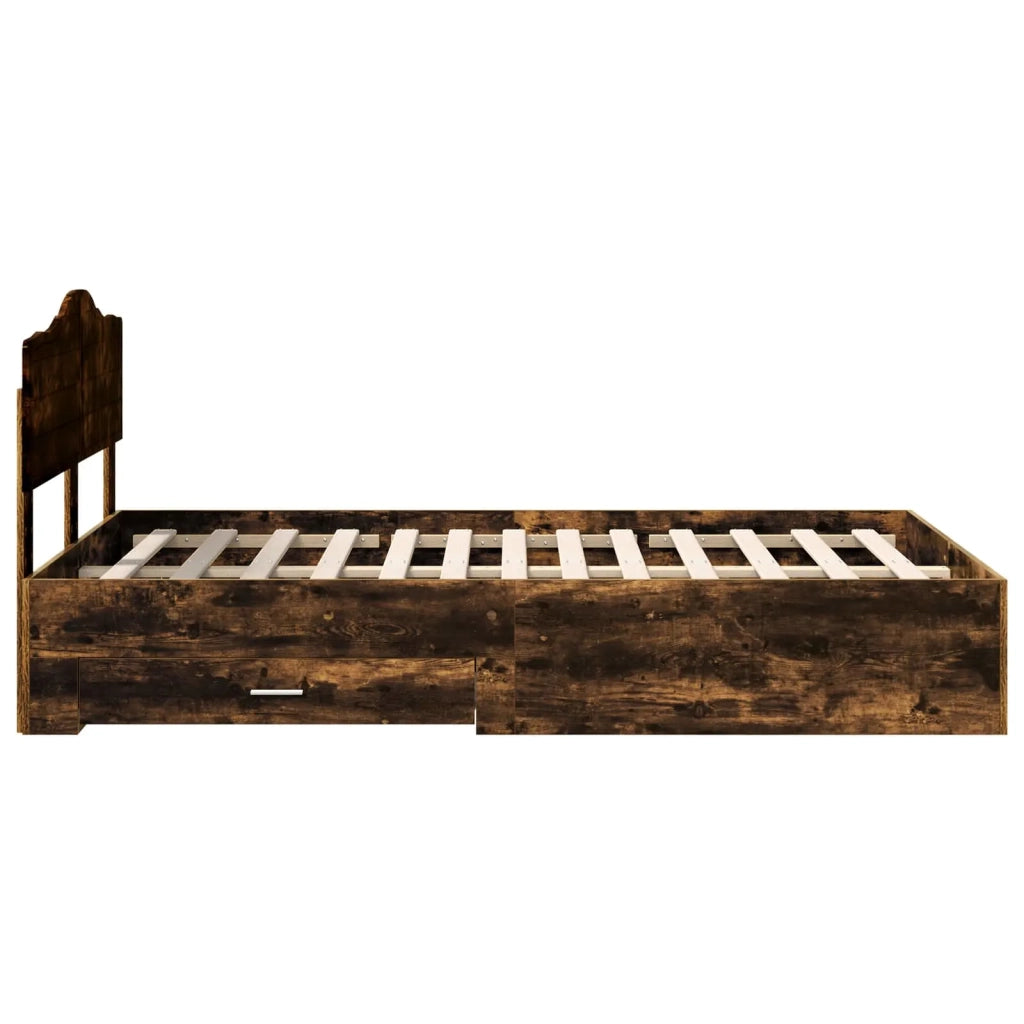 Letto matrimoniale | Letto per adulti | Struttura del letto Rovere fum¨¦ 120 x 190 cm Legno multistrato