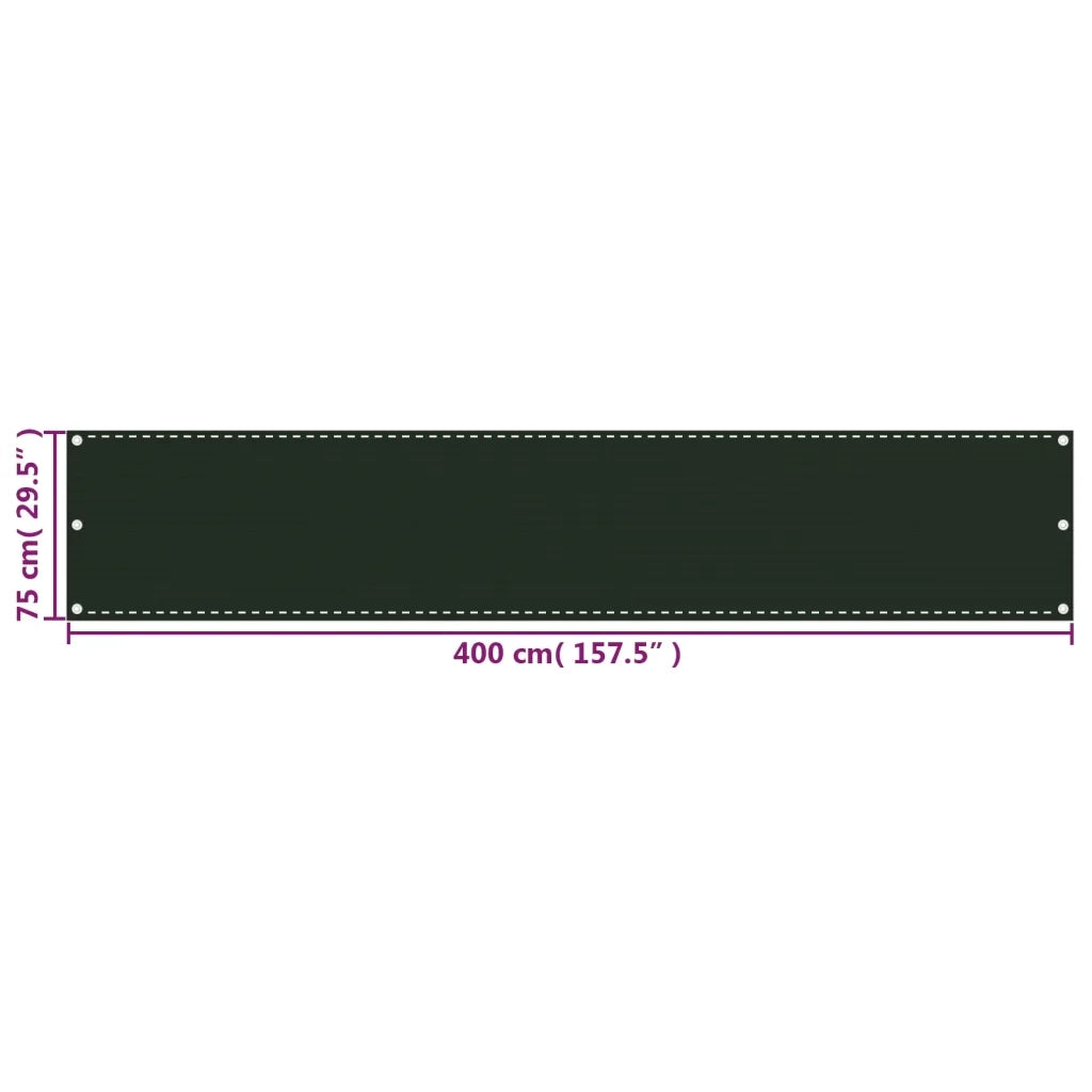 Paravento da Balcone-Pannello per balcone Verde Scuro 75x400 cm in HDPE