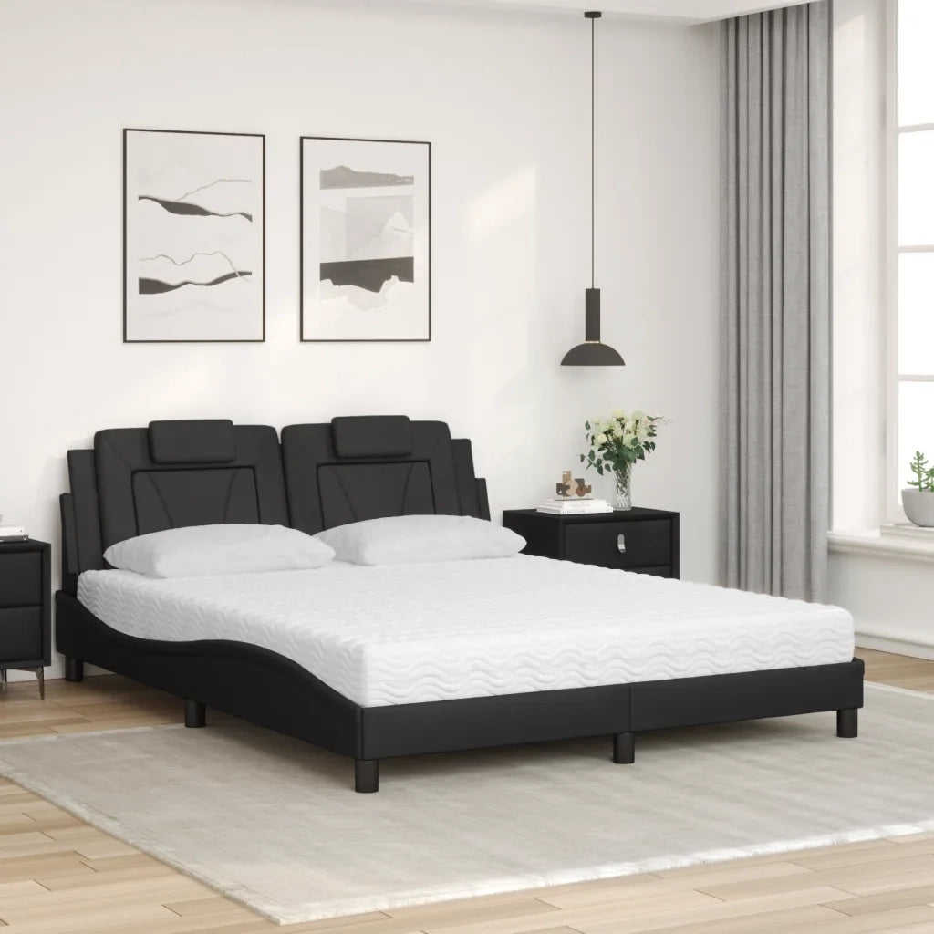 Letto Viana con Materasso Nero 160x200 cm in Similpelle 3208803