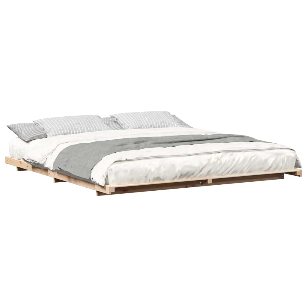 Struttura del letto Marrone 200 x 210 cm Pino massello 873118