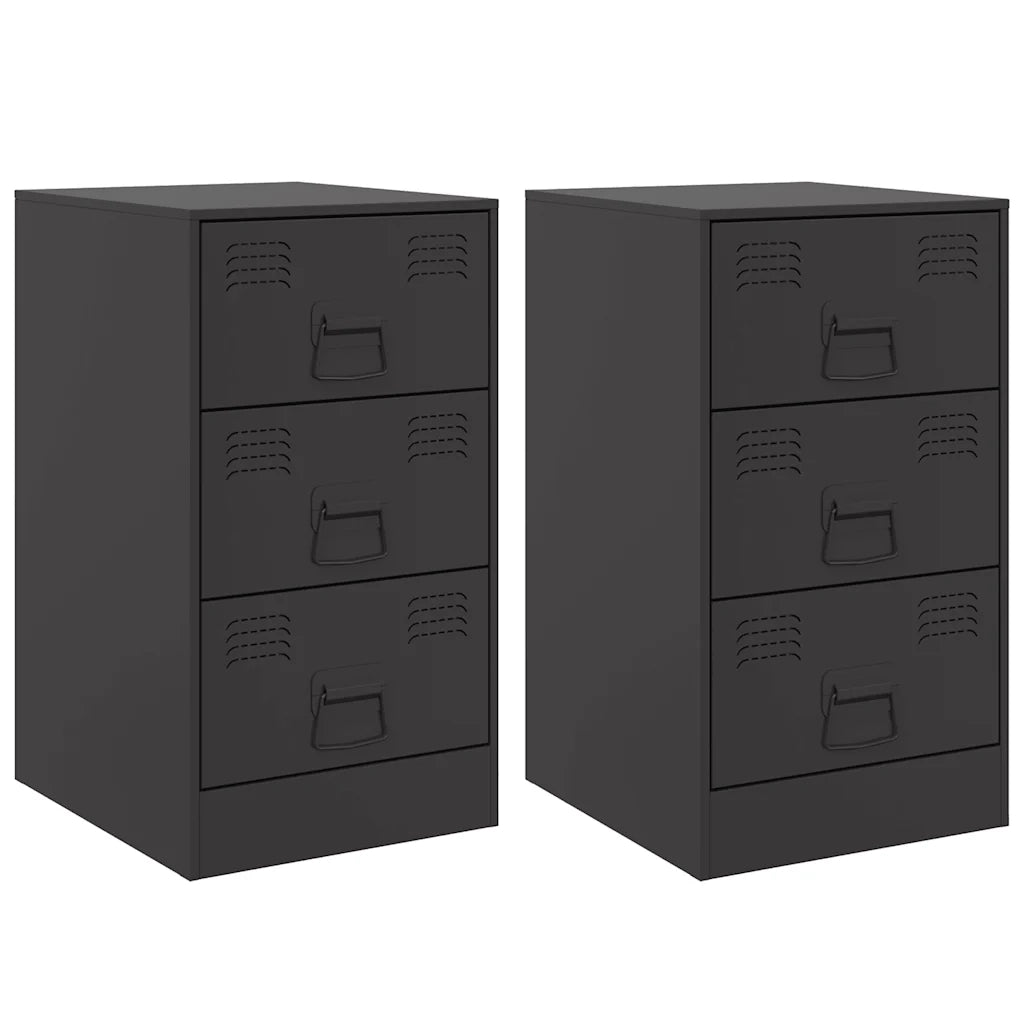 Comodini 2 pz Neri 34,5x39x62 cm in Acciaio 841776