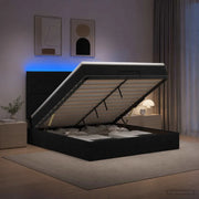 Letto Ottomano con Materasso e LED Nero 140 x 200 cm Tessuto 3458161